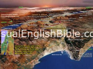 3D map of the death and burial of King Saul, for The Casual English Bible.